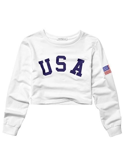 Cropped Sweatshirts for Women, Long Sleeve Cute Crop Top Shirt Cotton Pullover