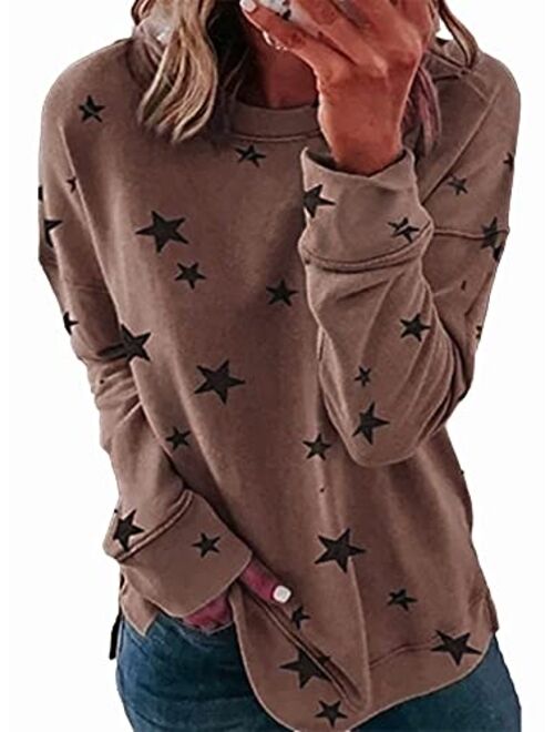 FARYSAYS Women's Casual Long Sleeve Round Neck Side Zip Pullover Sweatshirt Tunic Tops