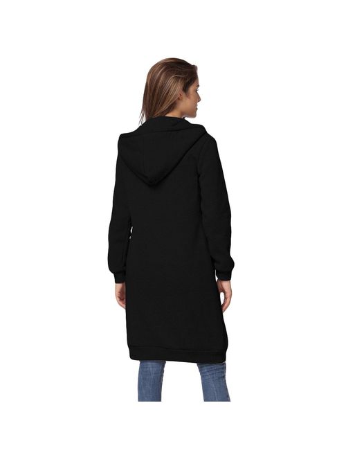 Romacci Women's Casual Zip up Hoodies Pockets Tunic Sweatshirt Long Hoodie Outerwear Jacket Dress