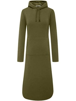 WenVen Womens Plus-Size Long Sleeve Pullover Fleece Hoodie Sweatshirt Dress