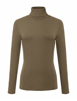 Women's Solid Turtleneck Long Sleeve Sweatshirt