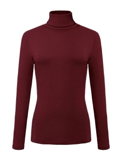 Women's Solid Turtleneck Long Sleeve Sweatshirt