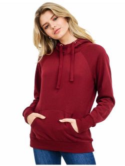 esstive Women's Ultra Soft Fleece Midweight Casual High-Neck Solid Pullover Hoodie Sweatshirt