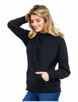 esstive Women's Ultra Soft Fleece Midweight Casual High-Neck Solid Pullover Hoodie Sweatshirt