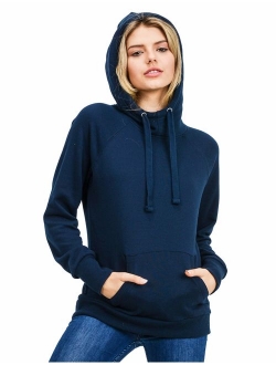 esstive Women's Ultra Soft Fleece Midweight Casual High-Neck Solid Pullover Hoodie Sweatshirt