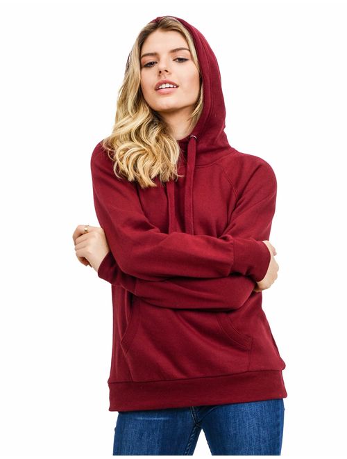 esstive Women's Ultra Soft Fleece Midweight Casual High-Neck Solid Pullover Hoodie Sweatshirt