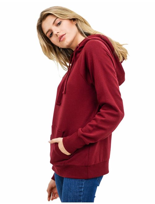 esstive Women's Ultra Soft Fleece Midweight Casual High-Neck Solid Pullover Hoodie Sweatshirt