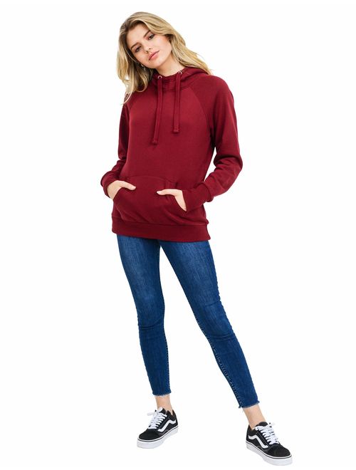 esstive Women's Ultra Soft Fleece Midweight Casual High-Neck Solid Pullover Hoodie Sweatshirt