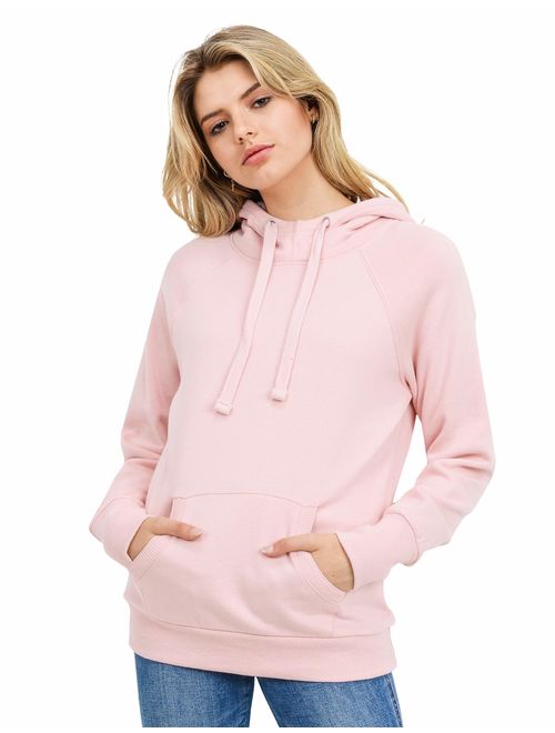 esstive Women's Ultra Soft Fleece Midweight Casual High-Neck Solid Pullover Hoodie Sweatshirt