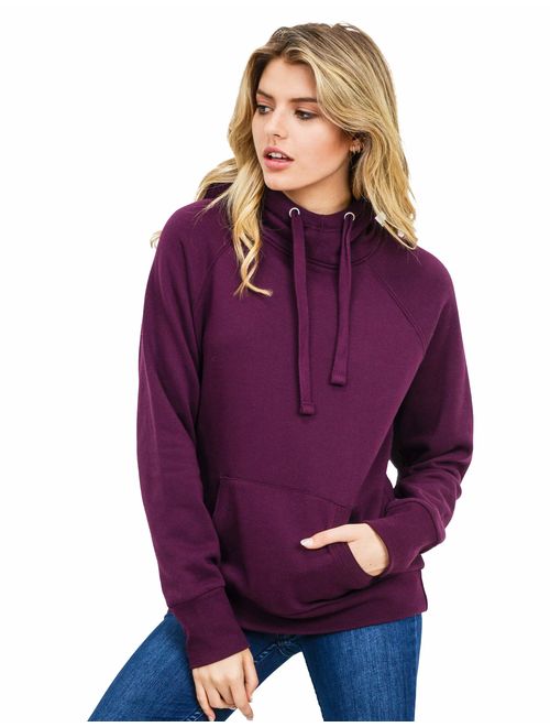 esstive Women's Ultra Soft Fleece Midweight Casual High-Neck Solid Pullover Hoodie Sweatshirt