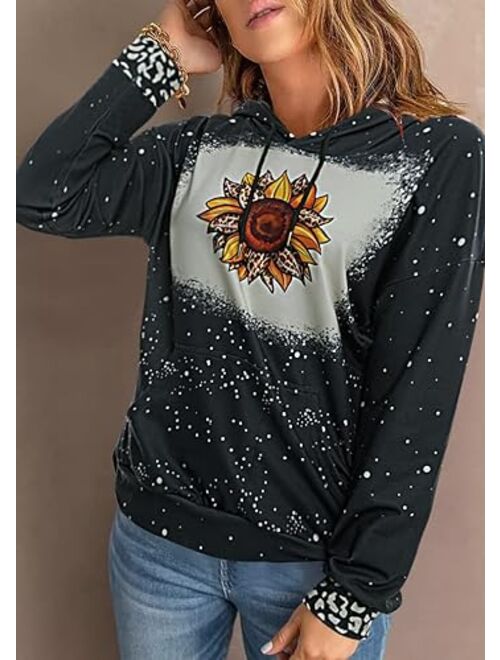 Yanekop Womens Sunflower Printed Off Shoulder Sweatshirt Pullover Casual Top Shirts