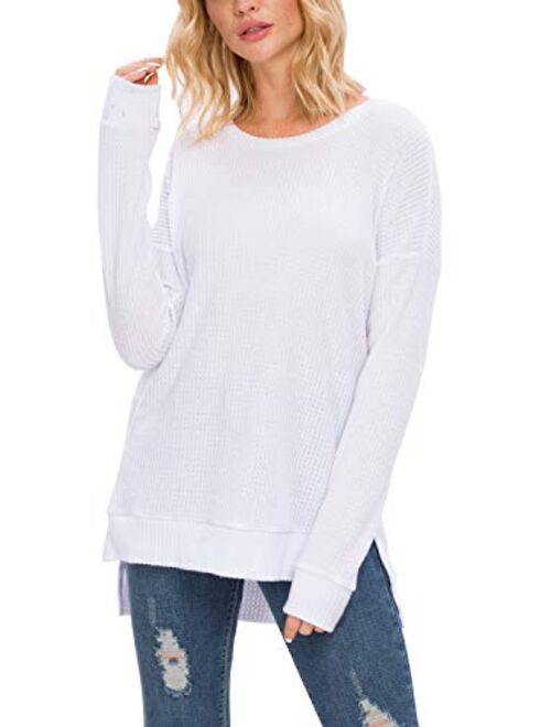 levaca Women's Casual Long Sleeve Shirts Sweaters Tunic Tops for Leggings