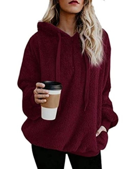 Famulily Women's Long Sleeve Hooded Fleece Sweatshirt Warm Fuzzy Zip Up Hoodie Pullover