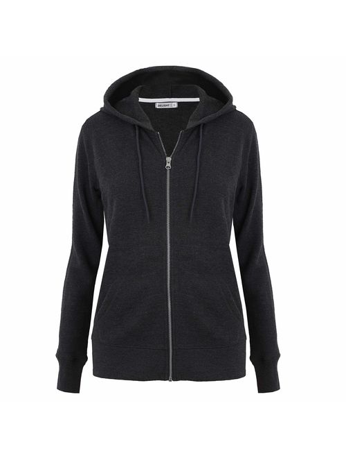 DELIGHT Women's French Terry Regular Fit Zip up Hoodie