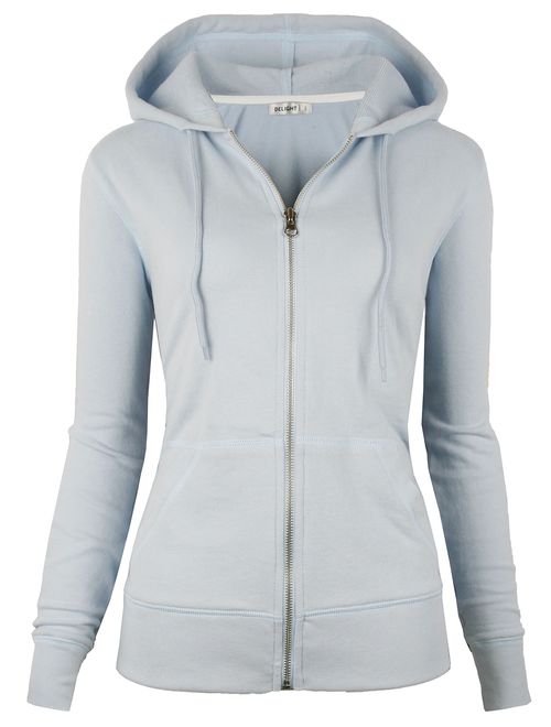 DELIGHT Women's French Terry Regular Fit Zip up Hoodie