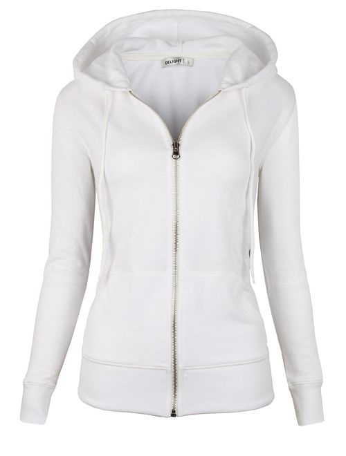 DELIGHT Women's French Terry Regular Fit Zip up Hoodie