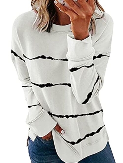 CNFUFEN Womens Casual Crewneck Sweatshirt Long Sleeve Pullover Tops Fall Fashion Clothes