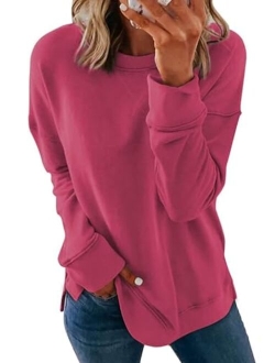 Women's Casual Crew Neck Sweatshirt Loose Soft Long Sleeve Pullover Tops