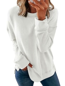 Women's Casual Crew Neck Sweatshirt Loose Soft Long Sleeve Pullover Tops