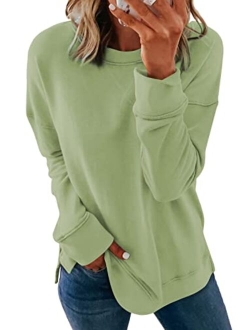 Women's Casual Crew Neck Sweatshirt Loose Soft Long Sleeve Pullover Tops