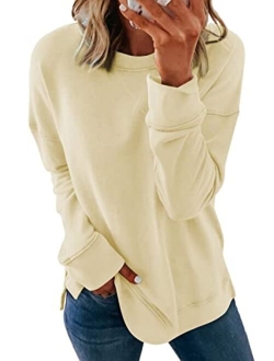 Women's Casual Crew Neck Sweatshirt Loose Soft Long Sleeve Pullover Tops