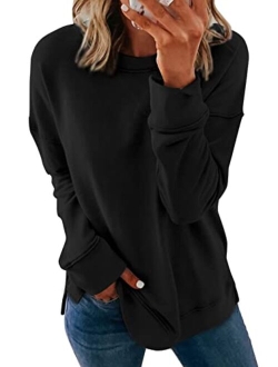 Women's Casual Crew Neck Sweatshirt Loose Soft Long Sleeve Pullover Tops