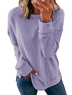 Women's Casual Crew Neck Sweatshirt Loose Soft Long Sleeve Pullover Tops