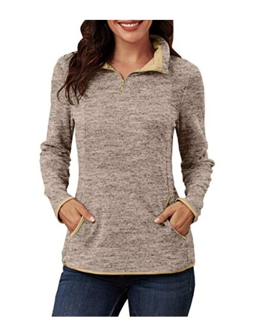 KIRUNDO 2020 Women's Stand-up Collar Sweatshirt Long Sleeves Side Pockets Short Zipper Solid Pullover (5 Colors, S-XXL)