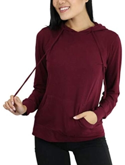 ToBeInStyle Women's Thin Fabric Long Sleeve Kangaroo Pocket Zip Up Hoodie