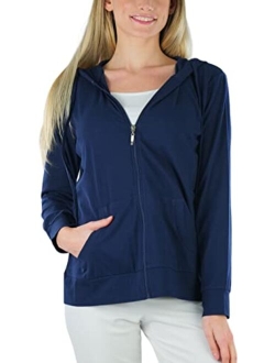 ToBeInStyle Women's Thin Fabric Long Sleeve Kangaroo Pocket Zip Up Hoodie