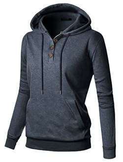 GIVON Womens Comfortable Long Sleeve Lightweight Pullover Hoodie with Kanga Pocket(XS~4XL)