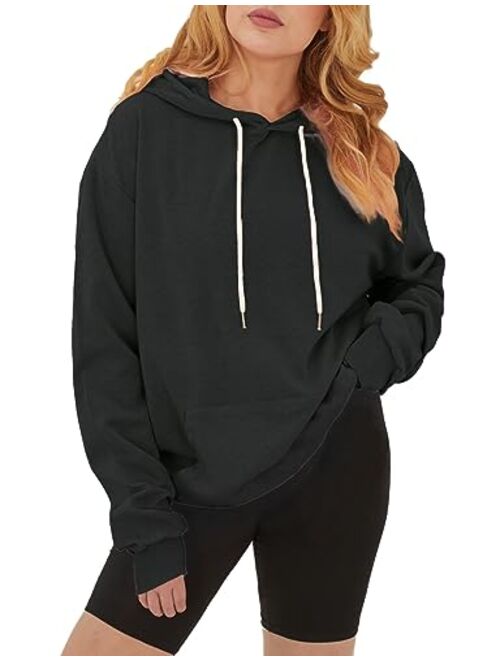 GIVON Womens Comfortable Long Sleeve Lightweight Pullover Hoodie with Kanga Pocket(XS~4XL)