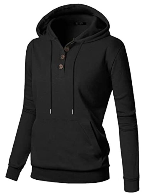 GIVON Womens Comfortable Long Sleeve Lightweight Pullover Hoodie with Kanga Pocket(XS~4XL)