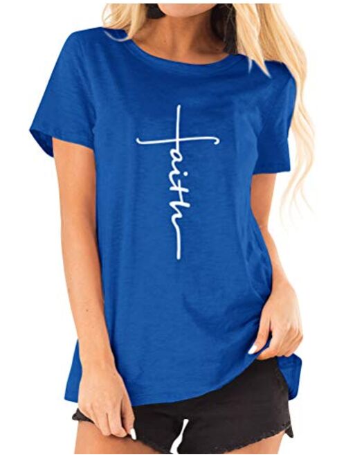 Nlife Women Causal Jesus Letter Printed T-Shirt Christian Graphic Short Sleeve T-Shirt