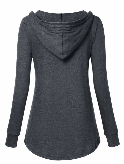 Vinmatto Women's Zip V Neck Long Sleeve Pullover Casual Thin Hoodies Shirt with Pocket