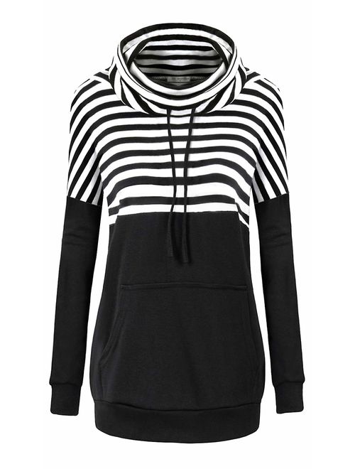 Bulotus Womens Hoodies Pullover, Long Sleeve Cowl Neck Lightweight Sweatshirts