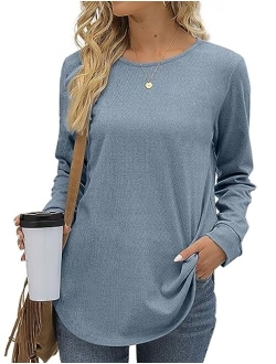 Aokosor Womens Long Sleeve Tops Casual Crewneck Tunic Sweatshirts for Legings