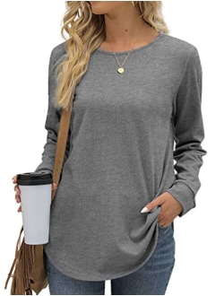 Aokosor Womens Long Sleeve Tops Casual Crewneck Tunic Sweatshirts for Legings