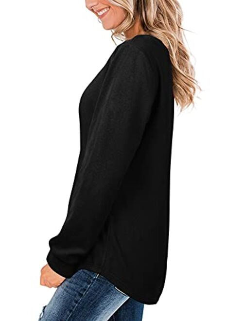 Aokosor Womens Long Sleeve Tops Casual Crewneck Tunic Sweatshirts for Legings