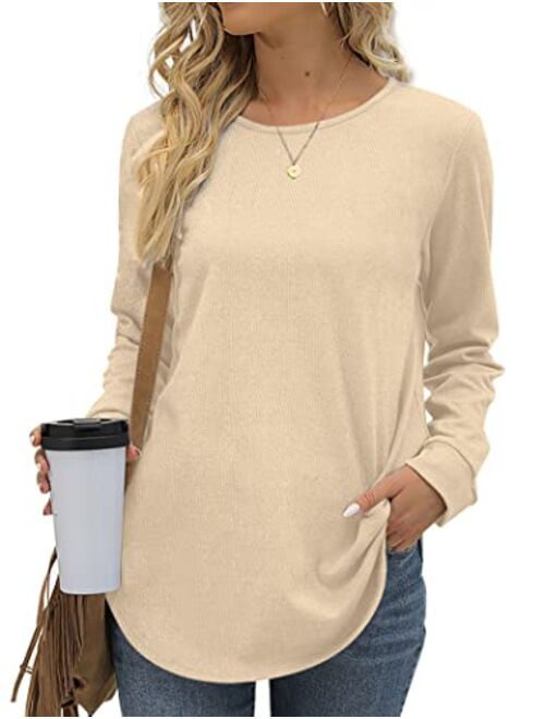 Aokosor Womens Long Sleeve Tops Casual Crewneck Tunic Sweatshirts for Legings