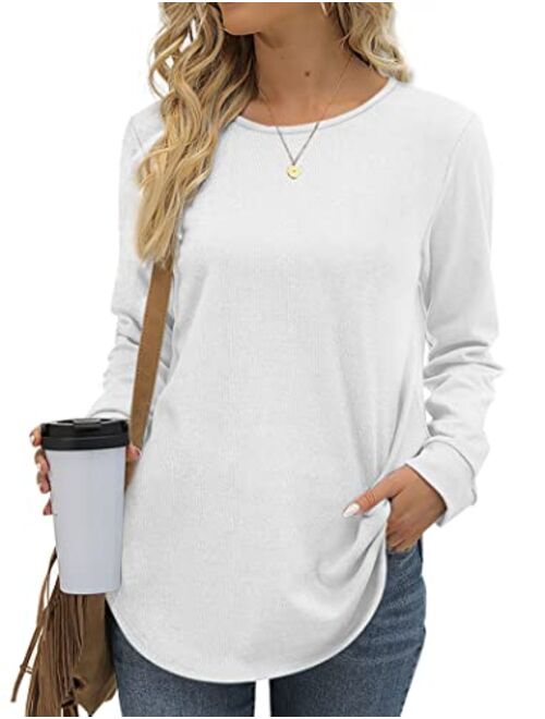 Aokosor Womens Long Sleeve Tops Casual Crewneck Tunic Sweatshirts for Legings