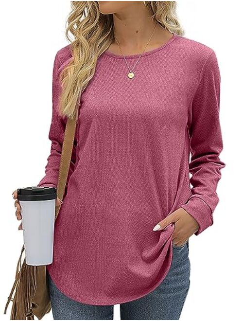 Aokosor Womens Long Sleeve Tops Casual Crewneck Tunic Sweatshirts for Legings