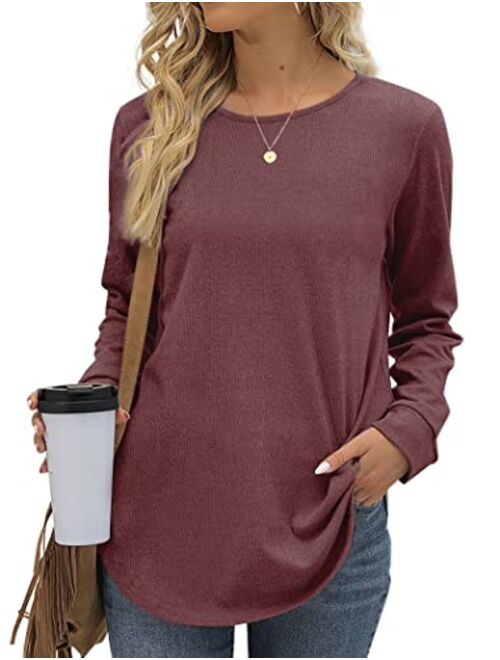 Aokosor Womens Long Sleeve Tops Casual Crewneck Tunic Sweatshirts for Legings