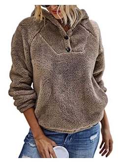 KUFV Women Long Sleeve Pullover Jumper Zipper Fleece Top Sweaters