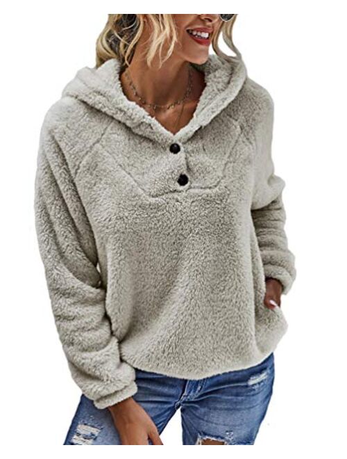 KUFV Women Long Sleeve Pullover Jumper Zipper Fleece Top Sweaters