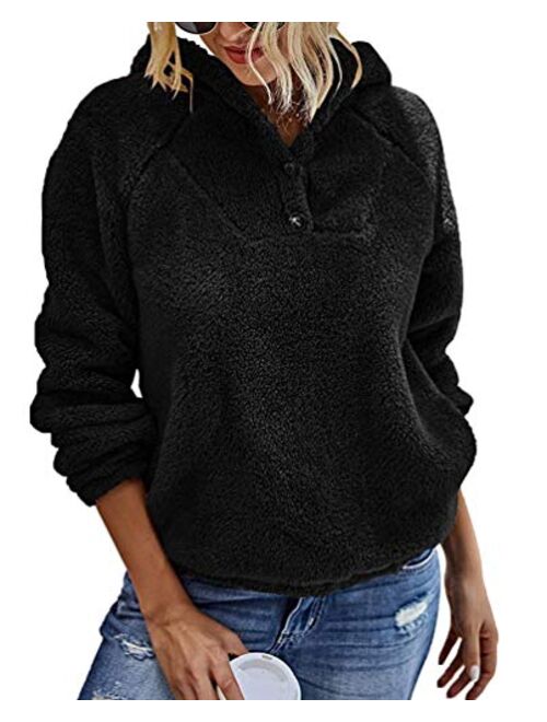 KUFV Women Long Sleeve Pullover Jumper Zipper Fleece Top Sweaters