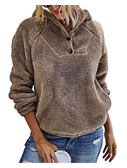 KUFV Women Long Sleeve Pullover Jumper Zipper Fleece Top Sweaters