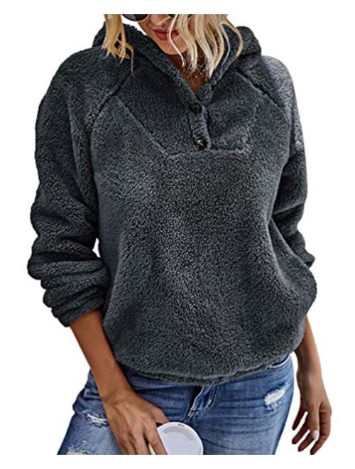 KUFV Women Long Sleeve Pullover Jumper Zipper Fleece Top Sweaters