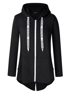 AMZ PLUS Women Plus Size Lightweight Full Zip Up Hooded Sweatshirt Hoodie Jacket