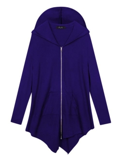 AMZ PLUS Women Plus Size Lightweight Full Zip Up Hooded Sweatshirt Hoodie Jacket